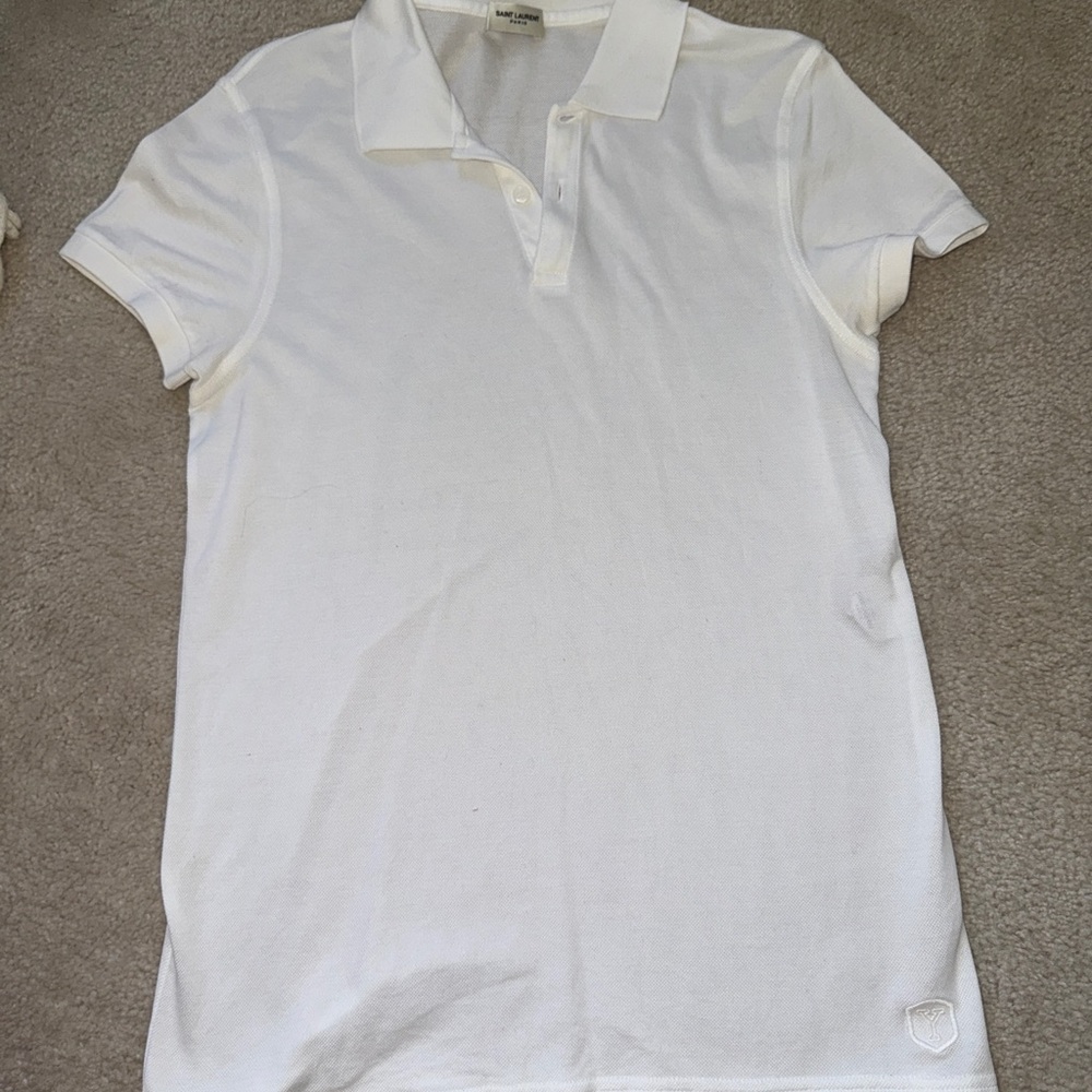 White Saint Laurent Polo Shirt